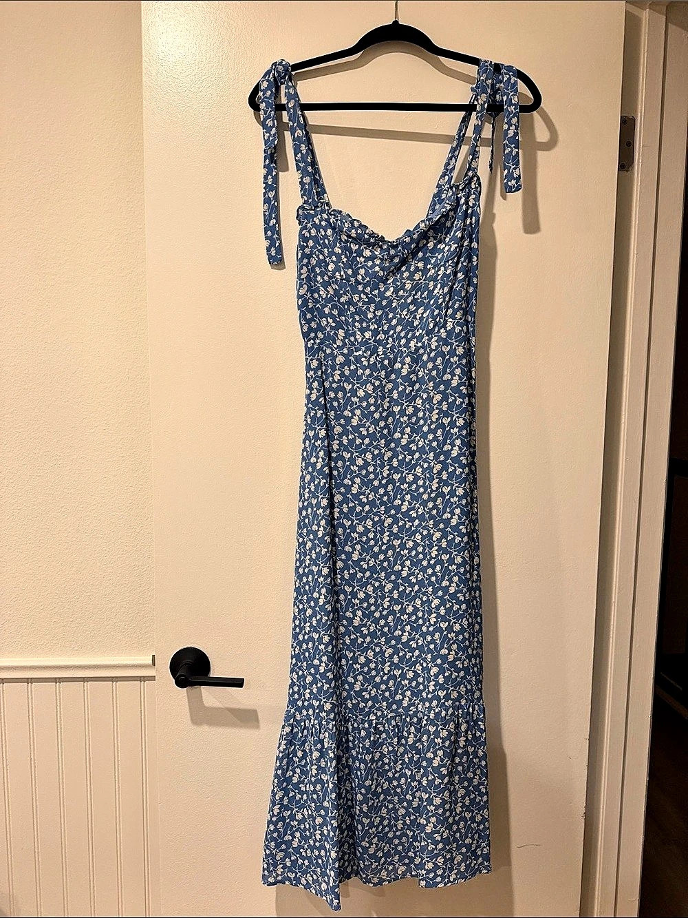 Reformation Twilight Dress Floral Maxi in Blue & White